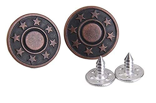 Ravindra Enterprises Ravindra Enterprises Star Design Jeans Jackets Tack Snap Buttons Antique Brown Color No Sew Size 17mm Pack of 10 Pieces
