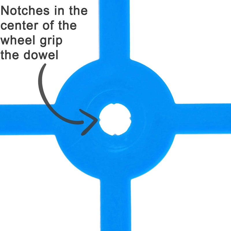 STEM Inventions Large Plastic Toy Project Wheels and Axles for Mousetrap Car and Rubber Band Car Projects 20 Wheels 20 Rubber Bands 10 Dowels - Image 3