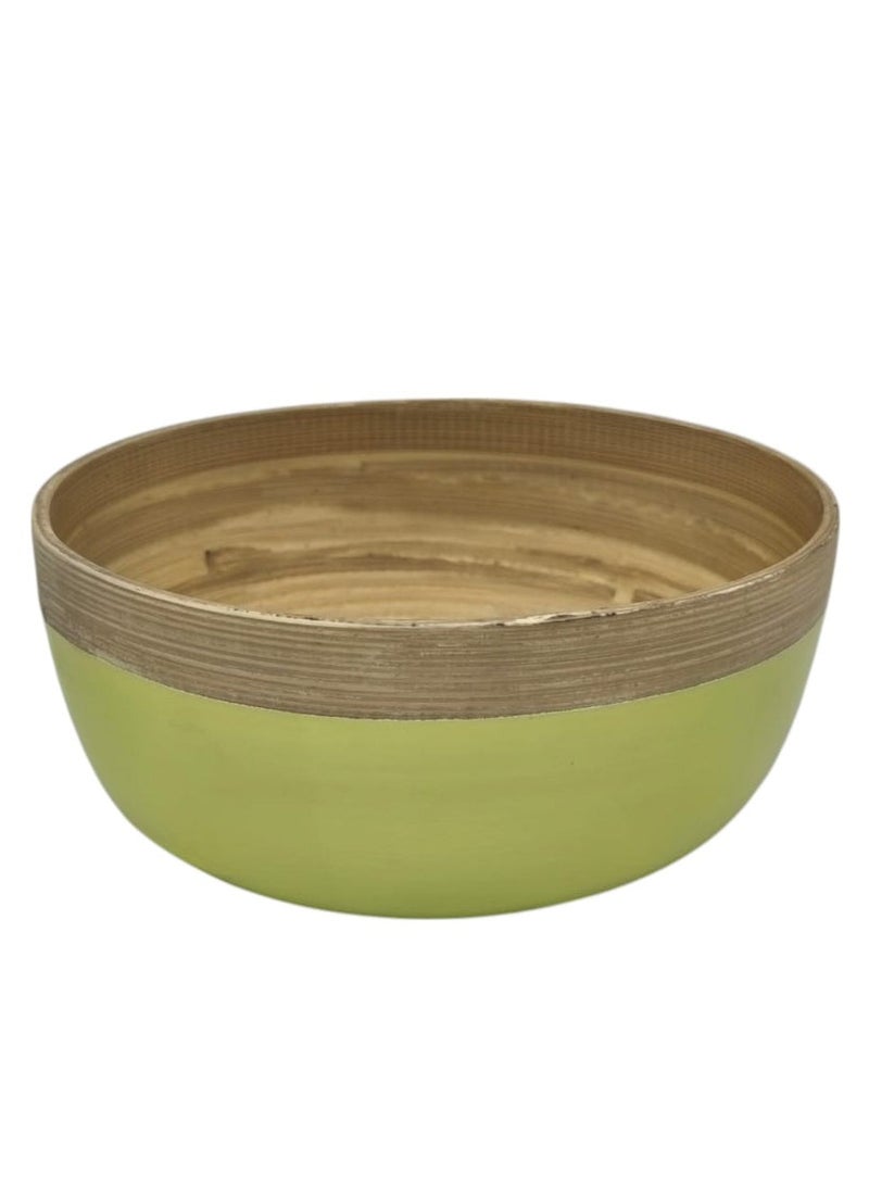 AKDC Modern Bamboo Round Serving Bowl-18cmX8cm-LightGreen&Bamboo - Image 1