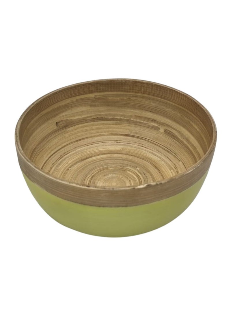 AKDC Modern Bamboo Round Serving Bowl-18cmX8cm-LightGreen&Bamboo - Image 3