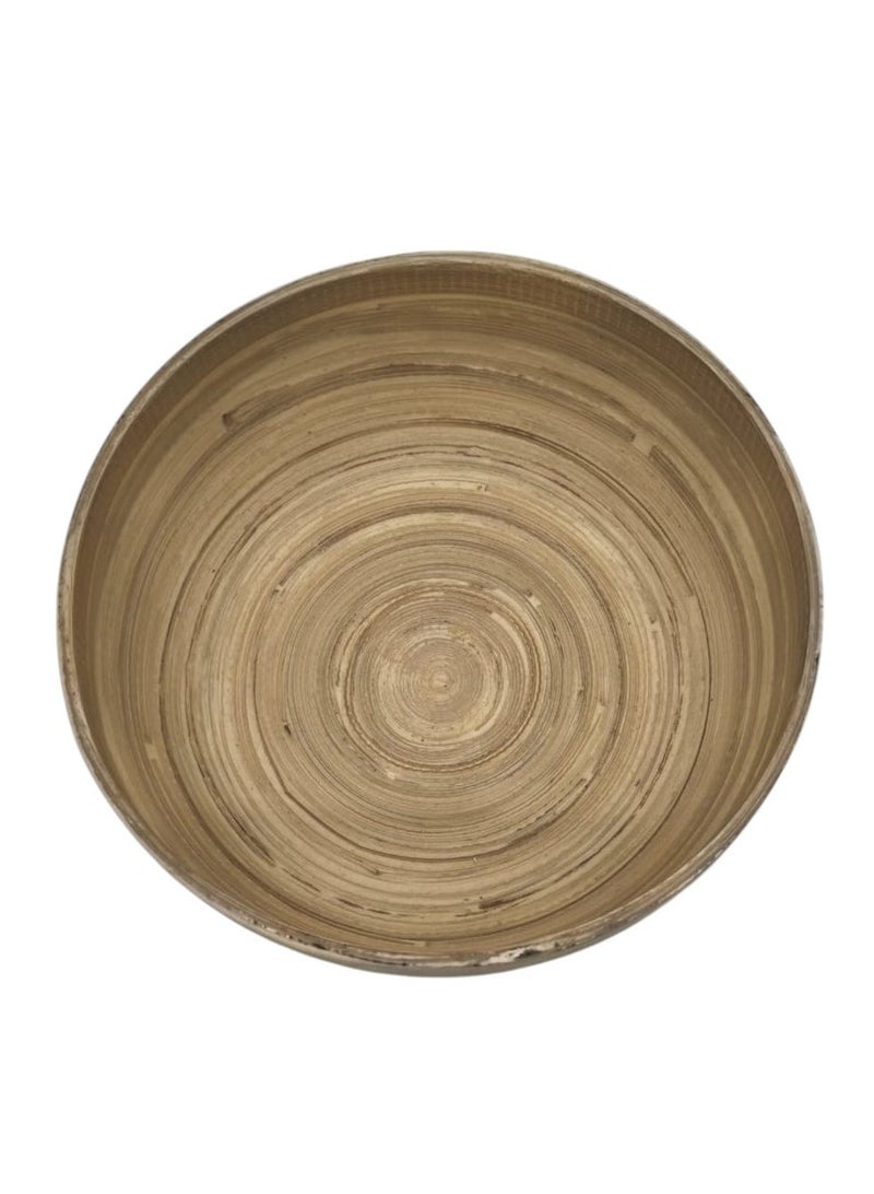 AKDC Modern Bamboo Round Serving Bowl-18cmX8cm-LightGreen&Bamboo - Image 2
