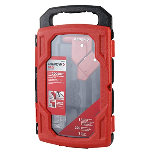 Arrow Fastener SHRTKIT-AM Rivet Tool Kit with RT300S Headless Riveter for Auto Body Repair, HVAC, Drop Ceiling Grids, and Sheet Metal Work, includes 100 Rivets and 3 Drill Bits, Black/Red - Image 1