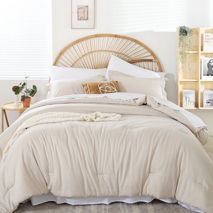 FULL SIZE COMFORTER SET 7 PIECES BEIGE COMFORTER SET COMFORTERS FULL SIZE MICROFIBER COMFORTER SOFT ALL SEASON WITH SHEETS LIGHTWEIGHT FLUFFY BEDDING SET FOR WOMEN AND MEN