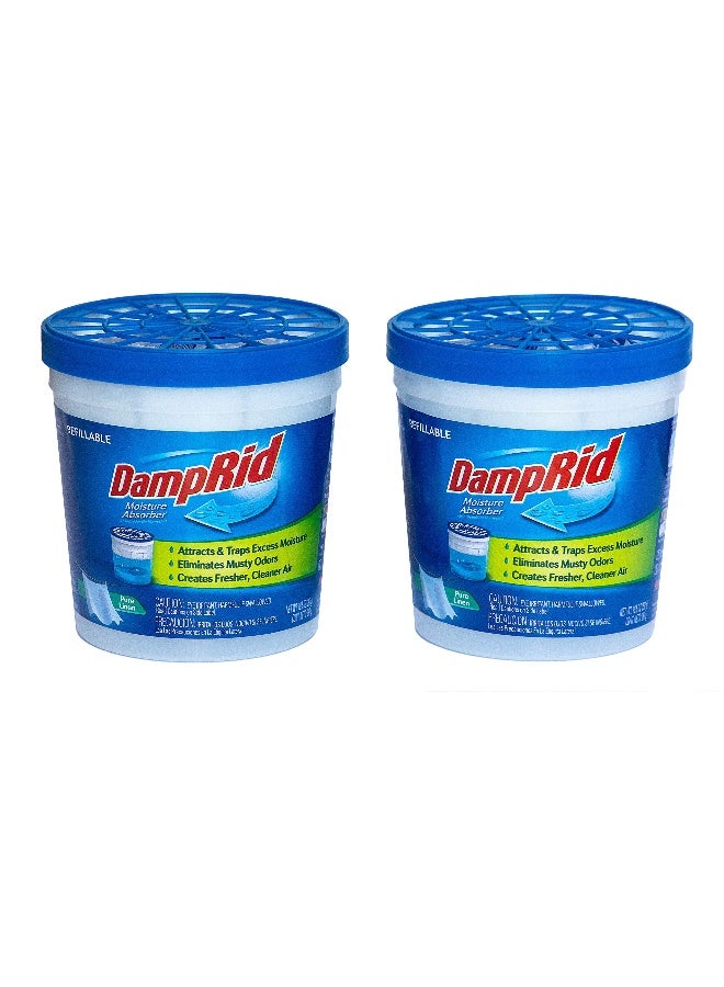 DampRid Pure Linen Refillable Moisture Absorber - 10.5oz cups - 2 pack - Traps Moisture for Fresher, Cleaner Air - Image 1