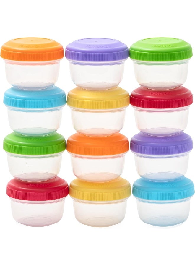 WeeSprout Baby Food Storage Containers | Set of 12 Small Reusable 4oz Jars with Leakproof Lids - Image 1