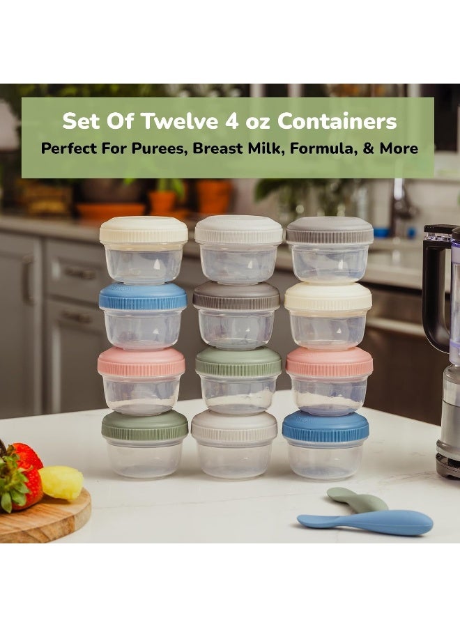 WeeSprout Baby Food Storage Containers | Set of 12 Small Reusable 4oz Jars with Leakproof Lids - Image 2