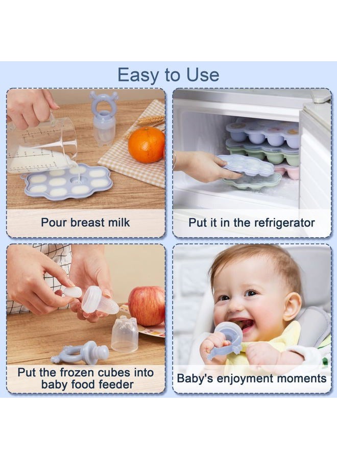 KingKam Silicone Nibble Freezer Tray (3 Pack), Kingkam Baby Breastmilk Popsicle Molds, Baby Fruit Feeder Teether Tray, Breast Milk Teether Pop Maker for Homemade Baby Food - Image 2