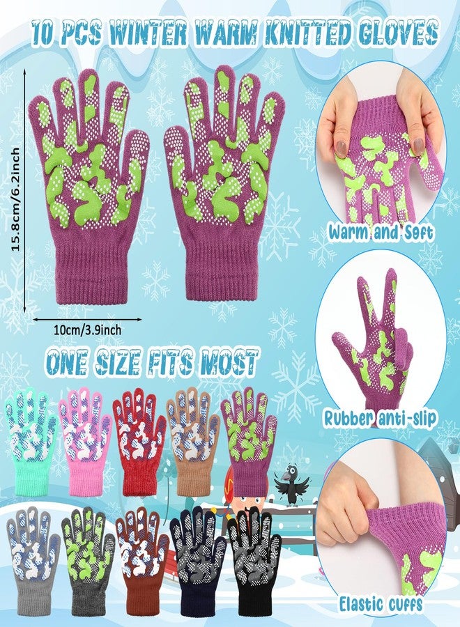 جاجيلي مجموعة جاغلي من 20/12 قطعة من قبعات وقفازات الأطفال من 5 إلى 12 سنة، قفازات شتوية دافئة، قبعة صوفية مطاطية للأولاد والبنات، هدية مثالية للمشردين (ألوان داكنة، 20 قطعة) - Image 3