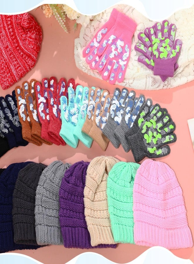 جاجيلي مجموعة جاغلي من 20/12 قطعة من قبعات وقفازات الأطفال من 5 إلى 12 سنة، قفازات شتوية دافئة، قبعة صوفية مطاطية للأولاد والبنات، هدية مثالية للمشردين (ألوان داكنة، 20 قطعة) - Image 4