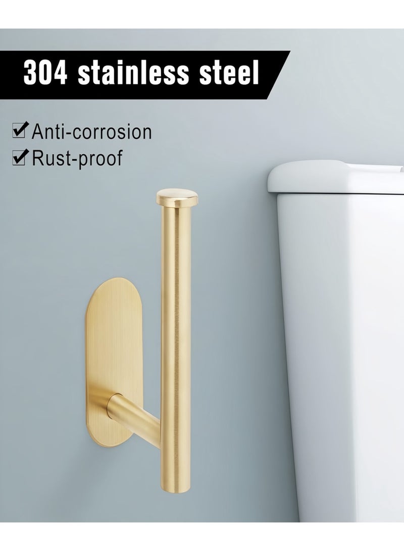نايزان حامل ورق التواليت - حامل ورق التواليت اللاصق المثبت على الحائط، حامل لفافة لاصق قوي من الفولاذ المقاوم للصدأ، لا يحتاج إلى ثقب - يلتصق مباشرة بالجدران، مناسب للحمامات والمطابخ ودورات المياه والمركبات الترفيهية (ذهبي مصقول) - Image 4