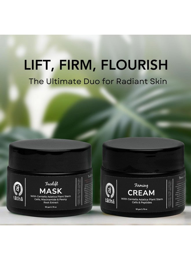 Tatha Skincare Combo: Firming Cream with Peptides & Centella + Facelift Mask with Niacinamide | Tightens, Brightens & Hydrates | Paraben Free | 2 x 50g - Image 2