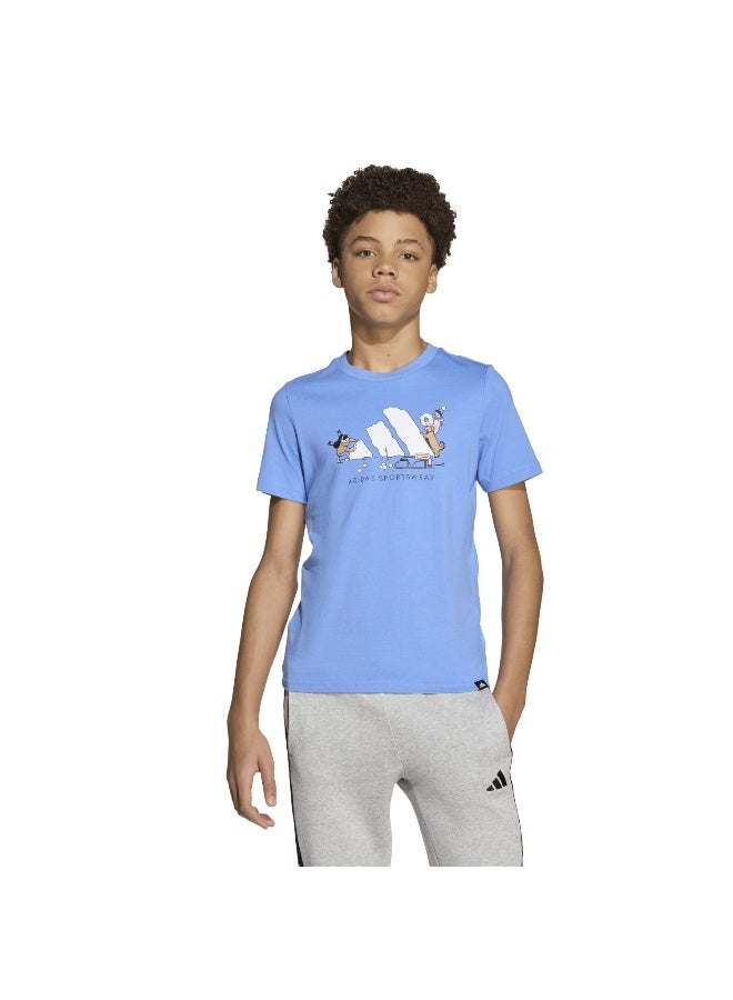 Adidas J W Sports T Blue Training T-Shirts For Junior 7-8Y - Image 2