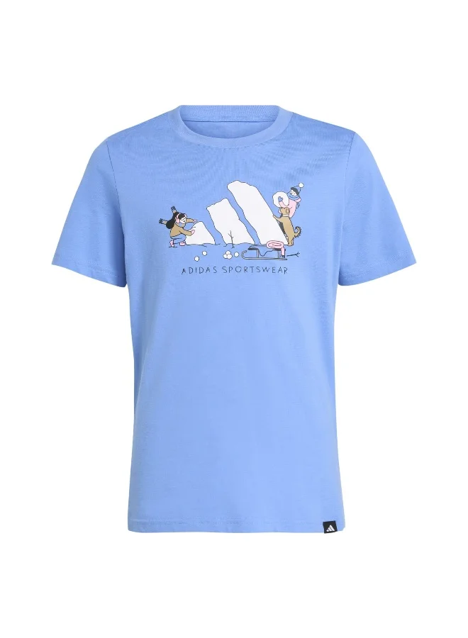 Adidas J W Sports T Blue Training T-Shirts For Junior 7-8Y
