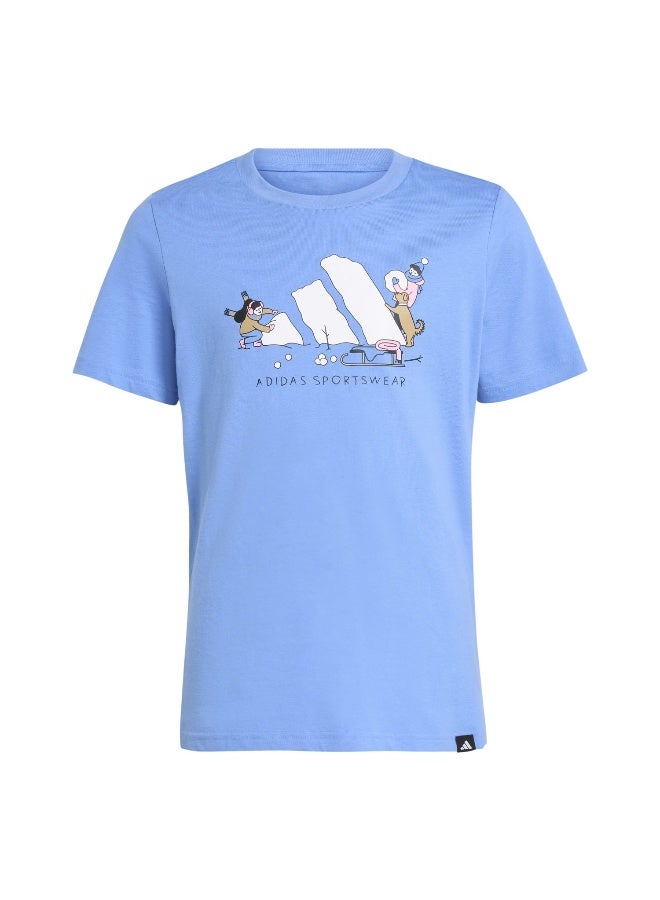 Adidas J W Sports T Blue Training T-Shirts For Junior 7-8Y - Image 1