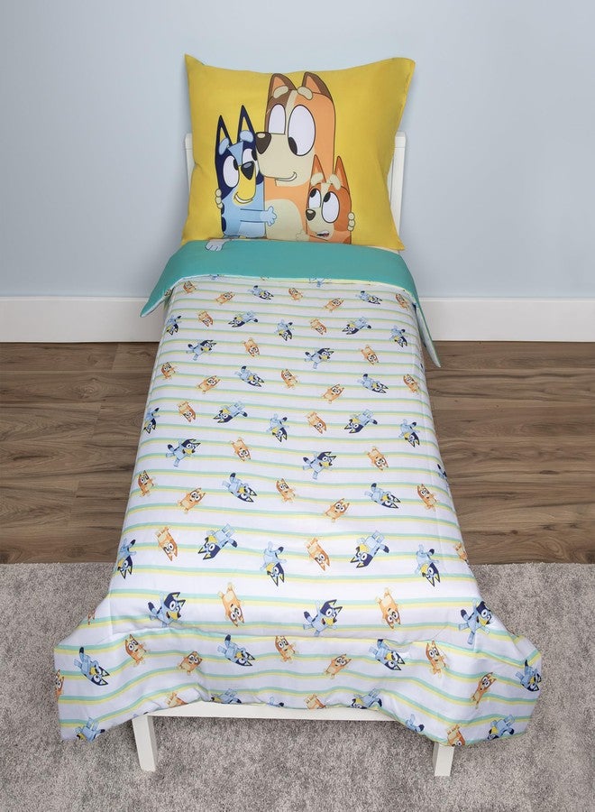 Bluey 4 Piece Toddler Bedding Set - Includes Comforter, Sheet Set - Fitted Top Sheet Reversible Pillowcase for Boys or Girls Bed, Blue - Image 2