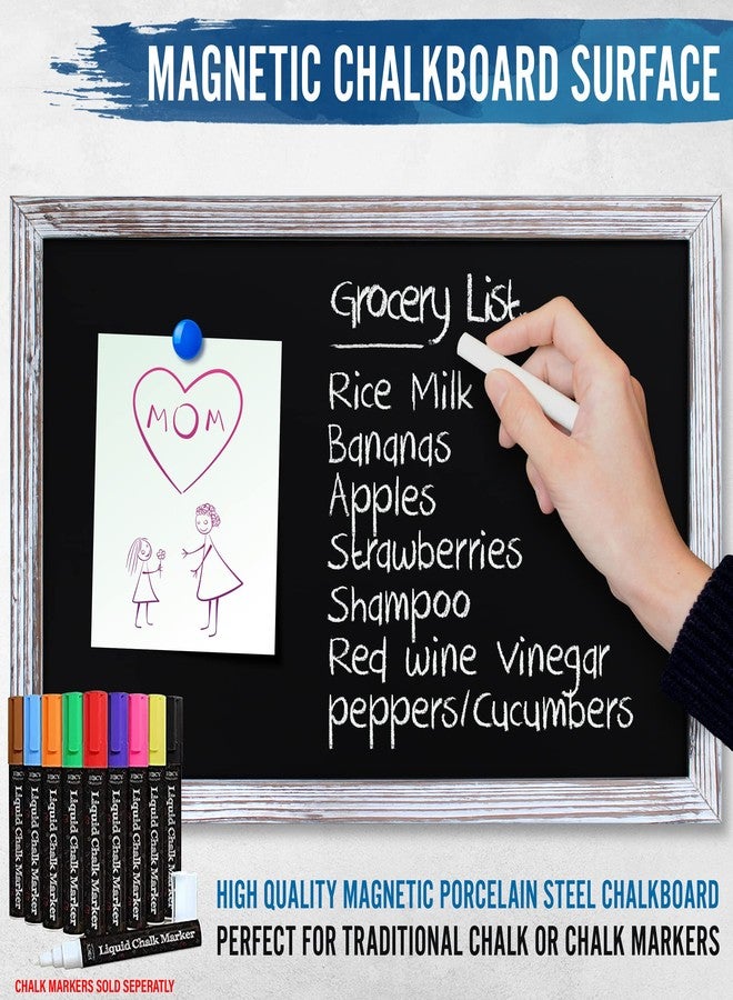 HBCY كريشونز سبورة حائط من الخشب الصلب المطلي باللون الأبيض من إتش بي سي واي كرييشنز، مقاس 11 × 17 بوصة، سطح مغناطيسي، ديكور منزلي، قوائم طعام للمطاعم والمقاهي، سبورة، تتضمن طباشير وممحاة وأدوات تعليق - Image 5