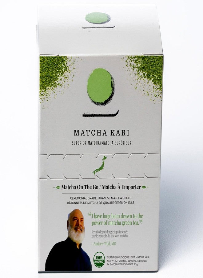 Matcha Kari Matcha Green Tea Powder Single Serving Sticks, Dr. Weil's Ceremonial Organic Matcha Powder Singles Packets - Individual Tea Packets (24) - Image 1
