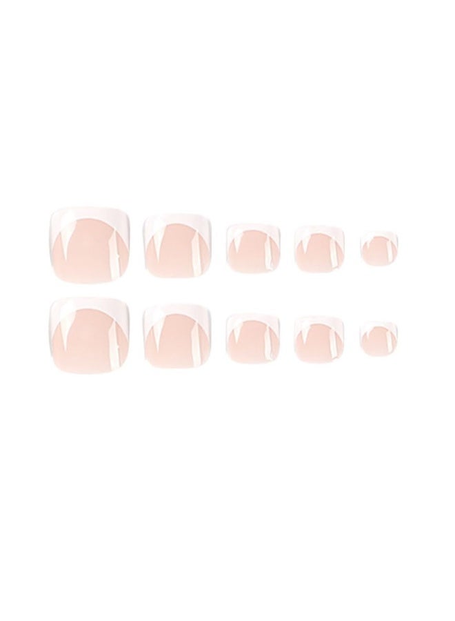 RESONIX 24Pcs Press-On Toenails – Short Glossy White French Tip Fake Toenails, Press-On Designs for Women, Artificial Toenail Nails - Image 4