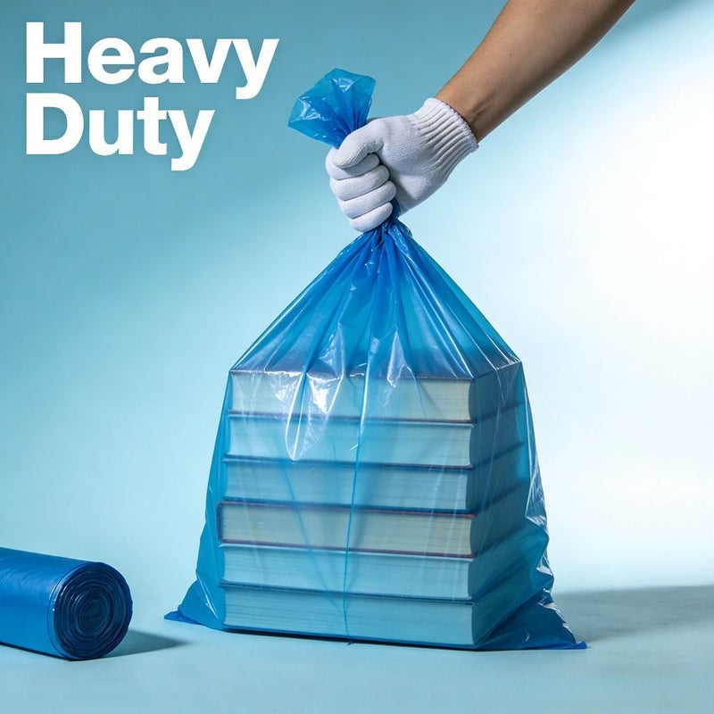 5 Roll Pack Blue Trash Bags Extra Large Thick Leakproof Odorproof Tear Resistant Kitchen Office Commercial - Image 3