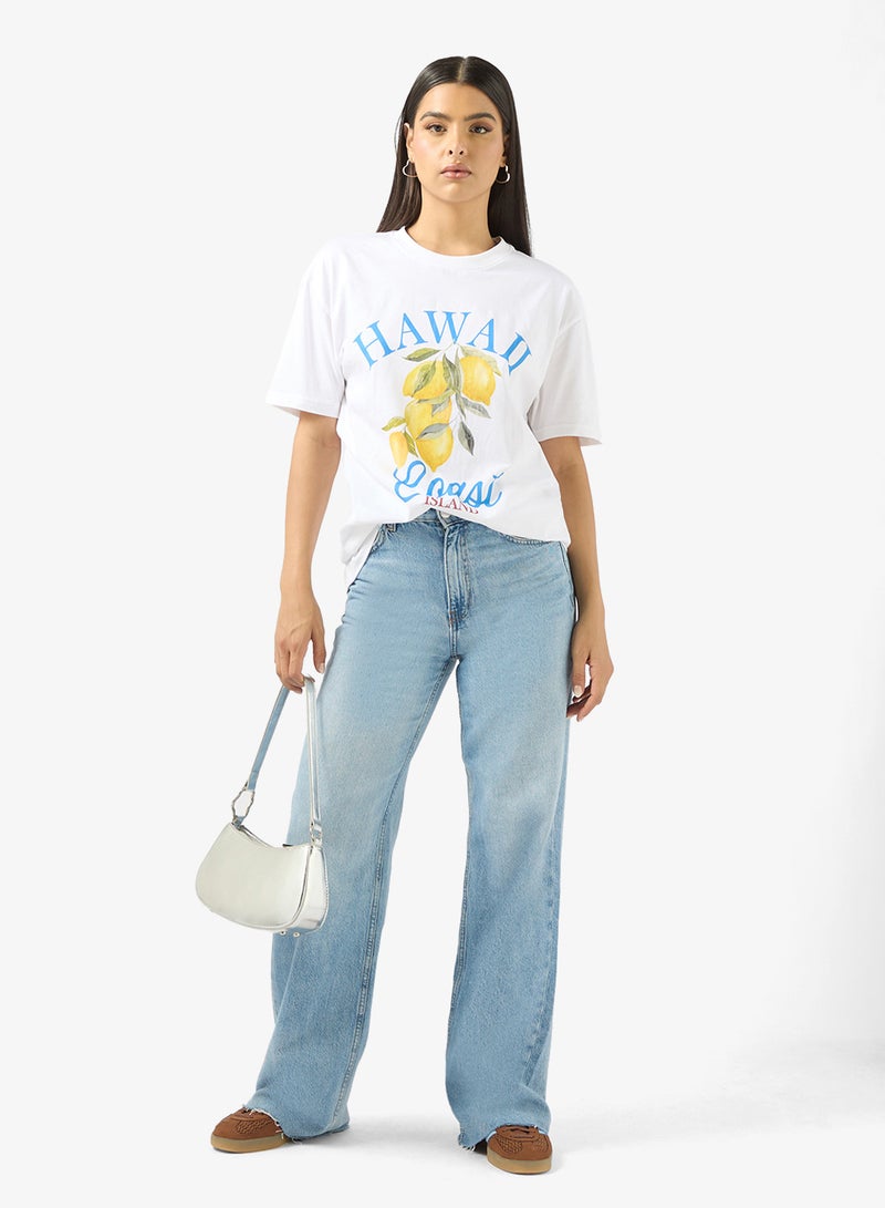 جينجر تيشيرت برسومات برقبة دائرية بنكهة الليموناضة - Image 4