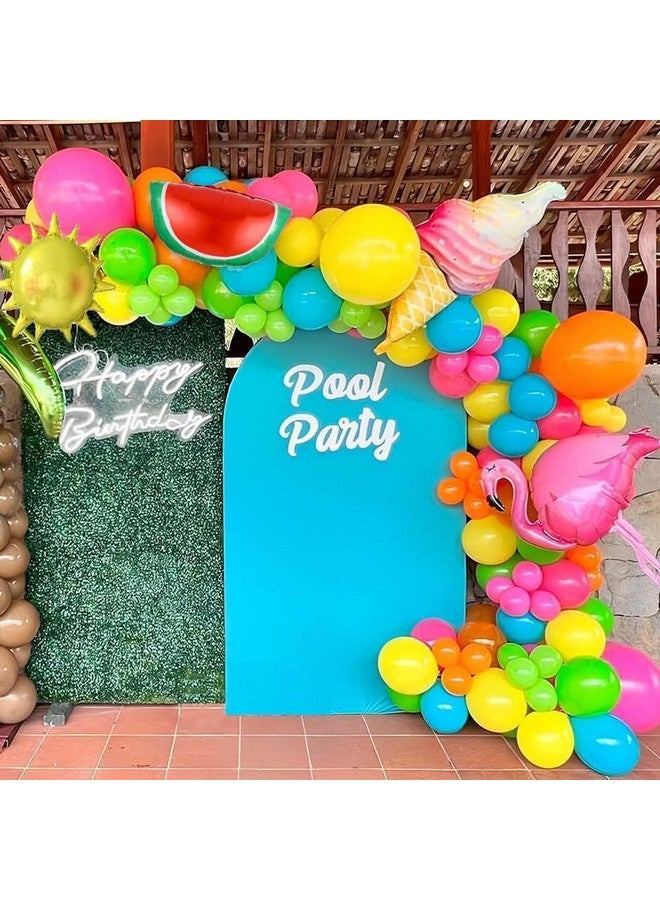 GIHOO Summer Party Decoration 144PCS Tropical Flamingo Balloons Garland Arch Kit,Watermelon,Ice Cream Flamingo Balloons for Beach Pool Hawaiian Luau Birthday Party Decorations - Image 1