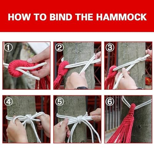 Baskety Double Person Cotton Canvas Hammock with Spreader Bars, Ultralight Travel & Camping Swing Bed for Balcony, Garden, Outdoor & Beach – Max Load 200KG, Red (280 x 100 cm) - Image 4