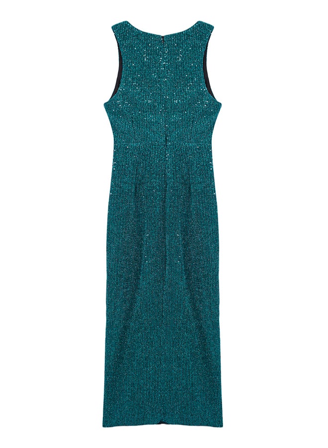 Emerald Body-fitting Knitted Glitter Sequin Knitted Sequin Elegant Long Evening Dress