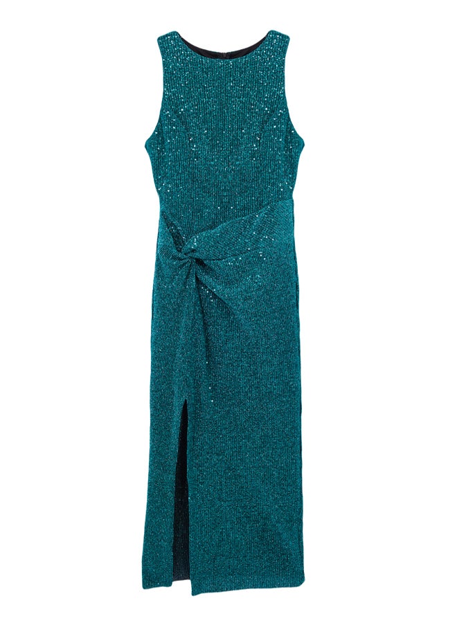 Emerald Body-fitting Knitted Glitter Sequin Knitted Sequin Elegant Long Evening Dress