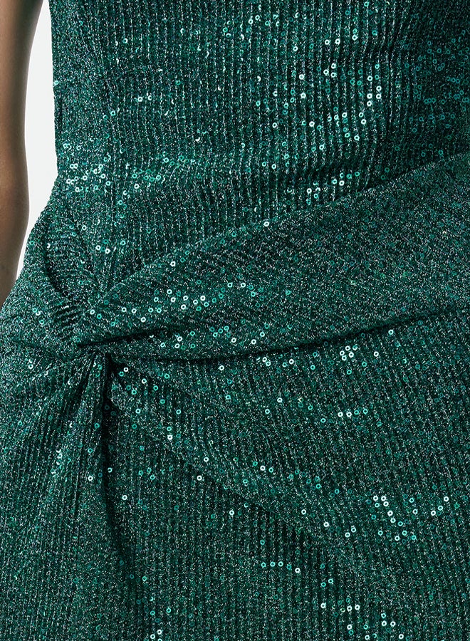 trendyol Emerald Body-fitting Knitted Glitter Sequin Knitted Sequin Elegant Long Evening Dress  - Image 4