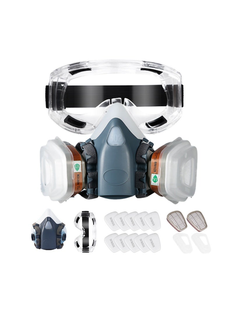 Dawei Reusable half-face respirator 6200 gas mask with safety glasses and filters for respiratory protection and face paint for organic steam welding and polishing of woodwork, chemicals, dust and pollen  - Image 1