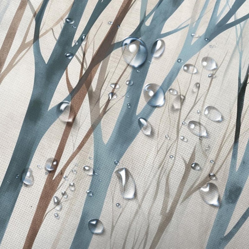 MERCHR Brown Blue Tree Fabric Shower Curtain, Art Style Abstract Birch Forest Rustic Wood Polyester Fabric Waterproof Bath Curtain, Farmhouse Bathroom Shower Curtains with Hooks 72X72 inch - Image 5