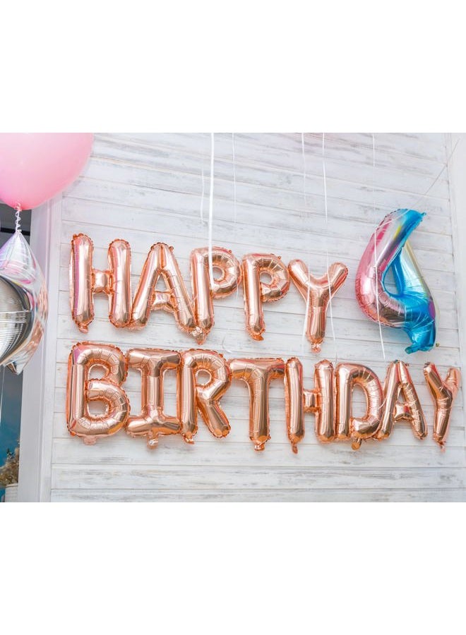 PatiCool Rose Gold Happy Birthday Balloon Banner, 16 Inch Foil Mylar Happy Birthday Balloons Letters, Reusable Happy Birthday Sign, Rose Gold Birthday Decorations for Women and Girls - Image 4