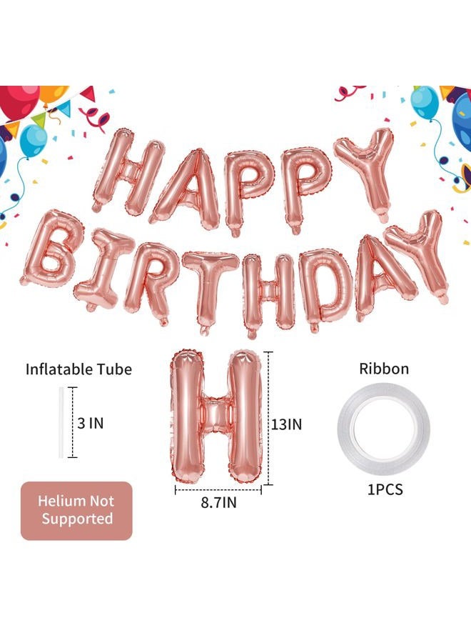 PatiCool Rose Gold Happy Birthday Balloon Banner, 16 Inch Foil Mylar Happy Birthday Balloons Letters, Reusable Happy Birthday Sign, Rose Gold Birthday Decorations for Women and Girls - Image 3