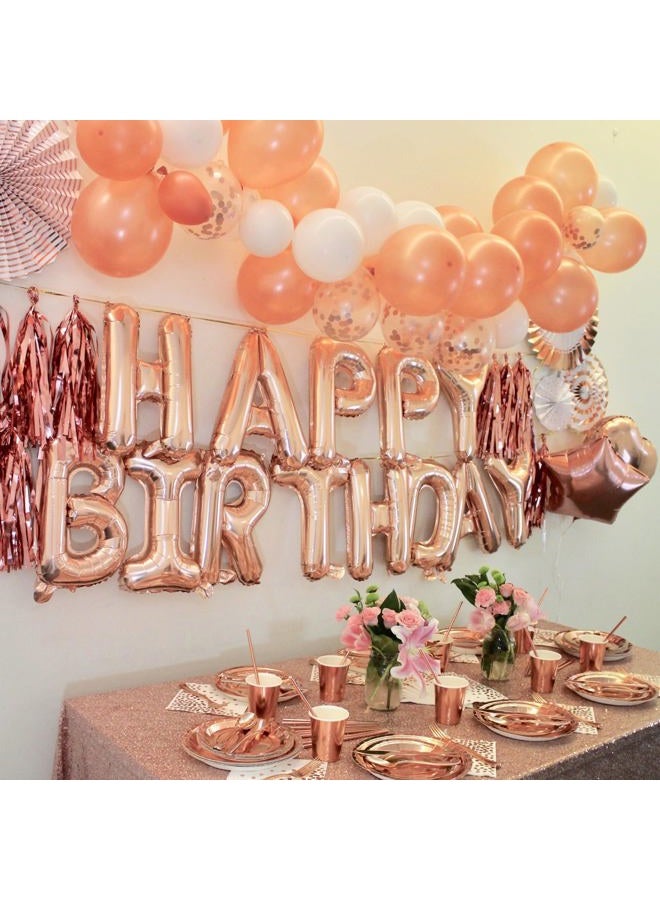 PatiCool Rose Gold Happy Birthday Balloon Banner, 16 Inch Foil Mylar Happy Birthday Balloons Letters, Reusable Happy Birthday Sign, Rose Gold Birthday Decorations for Women and Girls - Image 2