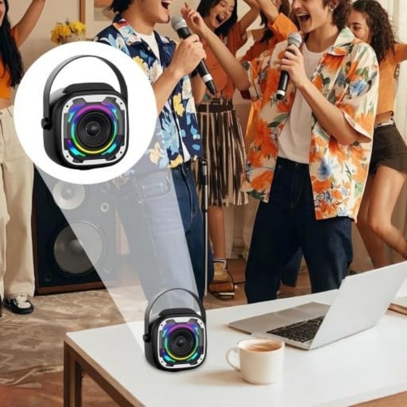 Karaoke Bluetooth Speaker with 2 Wireless Microphones Mini Portable Party Speaker with Light for Home Family, Support TF/AUX/USB Input/Funny Magic Voice - Image 5