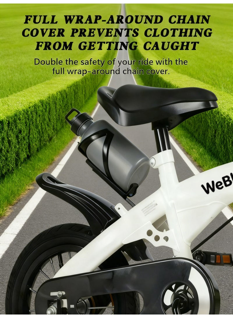 WeBloom 12-14-16 Inch Kids Bike for 2-8 Years Old Boys & Girls High Carbon Steel Frame with Flashing Training Wheels With Basket Adjustable Seat Water Bottle Can Be Placed at the Tail Sensitive Brakes Safe and Stable - Image 2