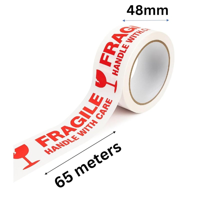 D-Fix شريط لاصق مطبوع هش مع العناية - لون وردي - 65 متر في الطول - 48 مم / 2 بوصة عرض - 24 لفة لكل عبوة - شريط تعبئة BOPP لتعبئة الصناديق - Image 4