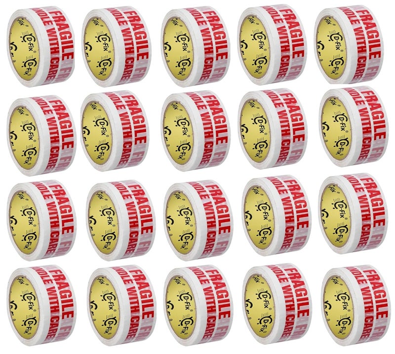 D-Fix شريط لاصق مطبوع هش مع العناية - لون وردي - 65 متر في الطول - 48 مم / 2 بوصة عرض - 24 لفة لكل عبوة - شريط تعبئة BOPP لتعبئة الصناديق - Image 1