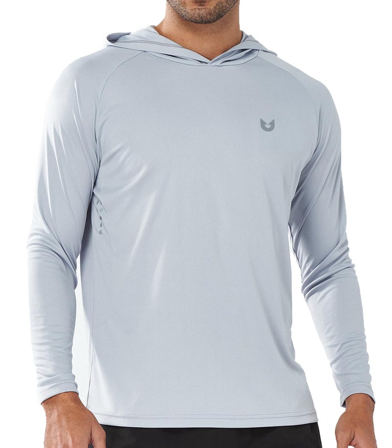 NORTHYARD Men's UPF 50+ Hoodie Shirts Long Sleeve Sun Protection Fishing Swim Beach UV SPF Rash Guard Quick Dry Lightweight LIGHTGREY M - Image 1