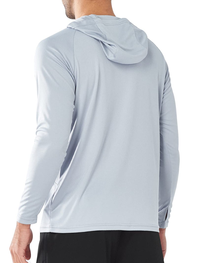 NORTHYARD Men's UPF 50+ Hoodie Shirts Long Sleeve Sun Protection Fishing Swim Beach UV SPF Rash Guard Quick Dry Lightweight LIGHTGREY M - Image 3