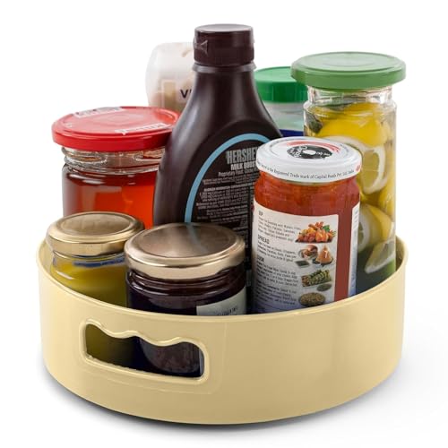 HomeWiz Multi-Purpose 360° Rotating Organizer Tray | Kitchen Accessories Items | Kitchen Organizer Rack | Kitchen Tools | Easy - Access Turntable for Spices, Storage & More | Cream - Image 1