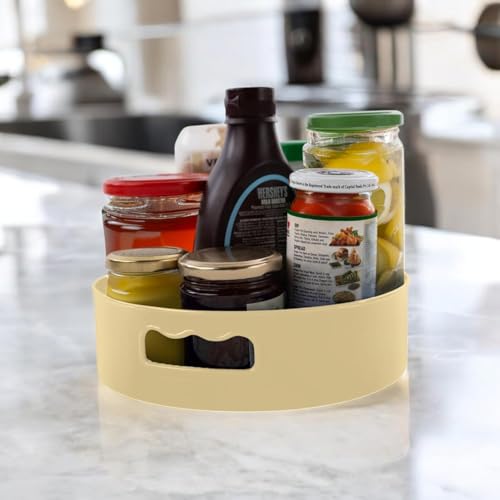 HomeWiz Multi-Purpose 360° Rotating Organizer Tray | Kitchen Accessories Items | Kitchen Organizer Rack | Kitchen Tools | Easy - Access Turntable for Spices, Storage & More | Cream - Image 2