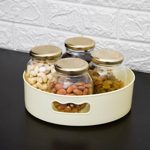 HomeWiz Multi-Purpose 360° Rotating Organizer Tray | Kitchen Accessories Items | Kitchen Organizer Rack | Kitchen Tools | Easy - Access Turntable for Spices, Storage & More | Cream - Image 5