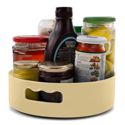 HomeWiz Multi-Purpose 360° Rotating Organizer Tray | Kitchen Accessories Items | Kitchen Organizer Rack | Kitchen Tools | Easy - Access Turntable for Spices, Storage & More | Cream - Image 4