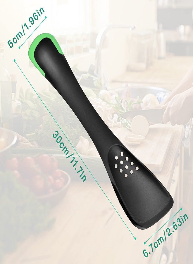Worldity 5-In-1 Nylon Slotted Spoon Spatula Turner Slicer Solid Spoon, Nonstick Multipurpose Kitchen Tool Included Cutter, Turner, Colander, Soup Spoon, Spatula for Kitchen Serving Supplies(Green) - Image 2