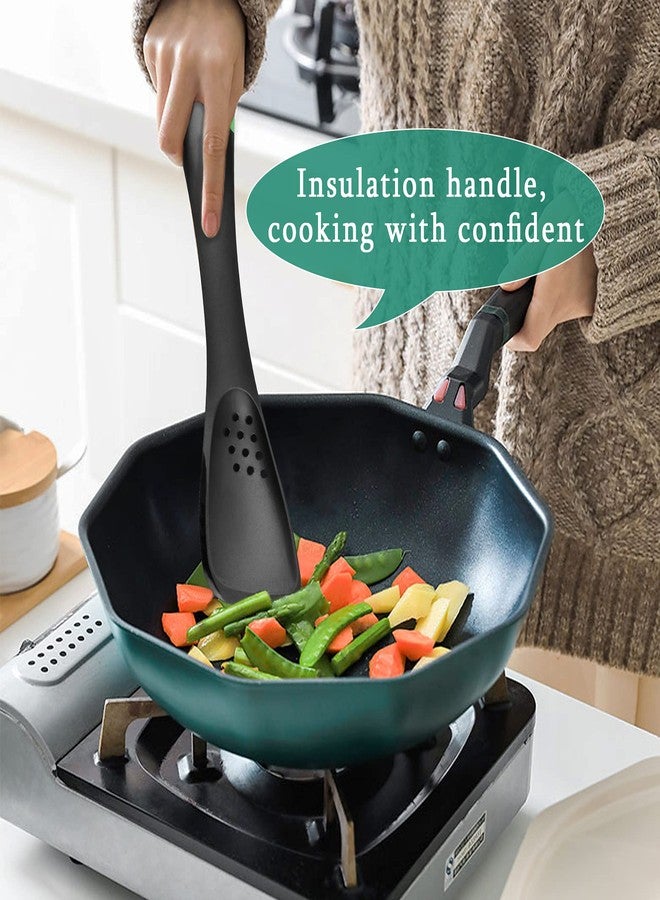 Worldity 5-In-1 Nylon Slotted Spoon Spatula Turner Slicer Solid Spoon, Nonstick Multipurpose Kitchen Tool Included Cutter, Turner, Colander, Soup Spoon, Spatula for Kitchen Serving Supplies(Green) - Image 4