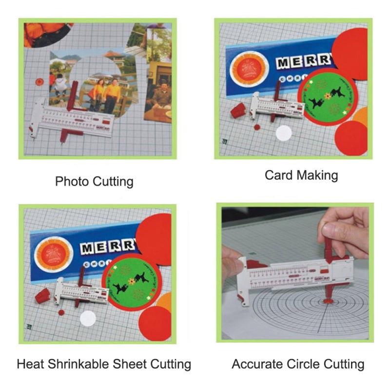 Circle Cutter: 12mm-300mm Cutting Range, Stable Fixed Grip, Precision Craft Tool - Built-in Storage Compartment With 5 Spare Blades 3 Pencil Leads, Red Manual Cutting Tool for DIY Art Paper Photo Card - Image 4