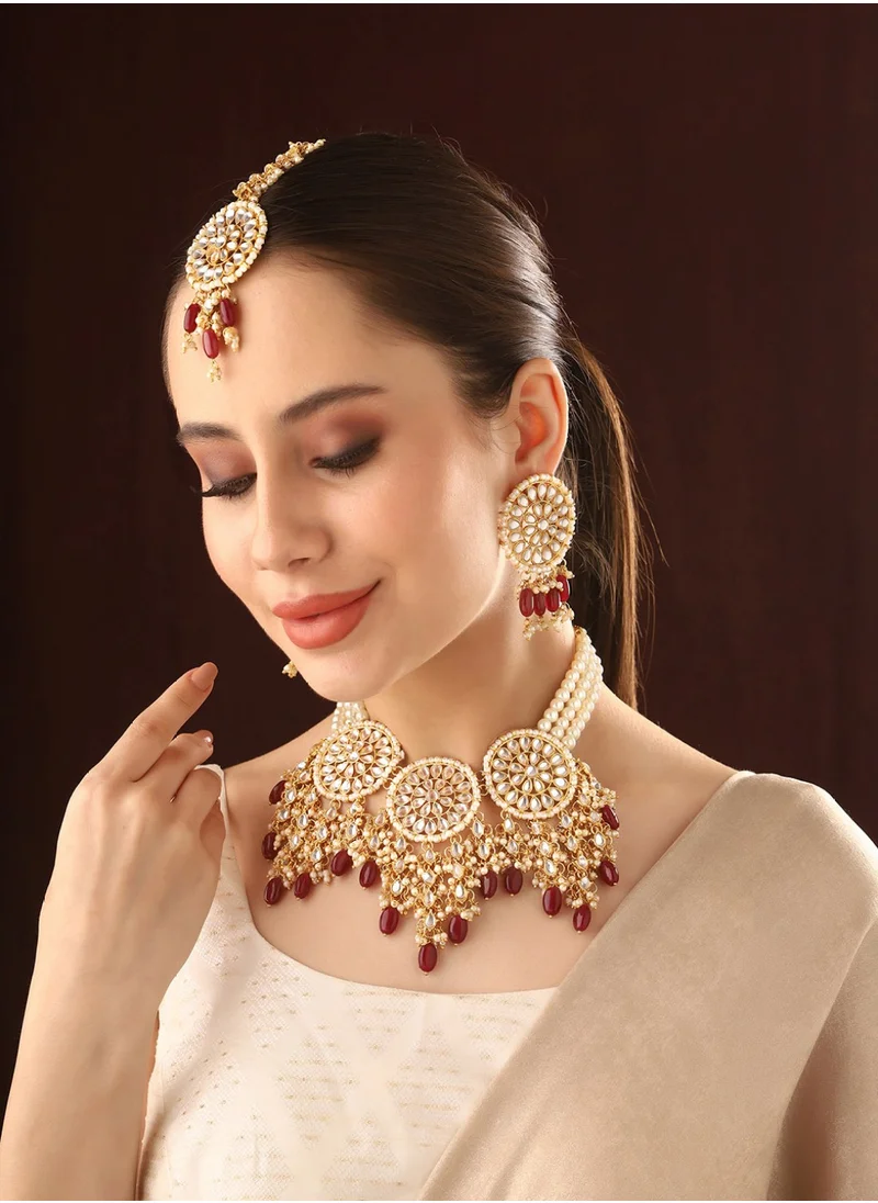 Priyaasi Stones-Studded  Beaded Jewellery Set