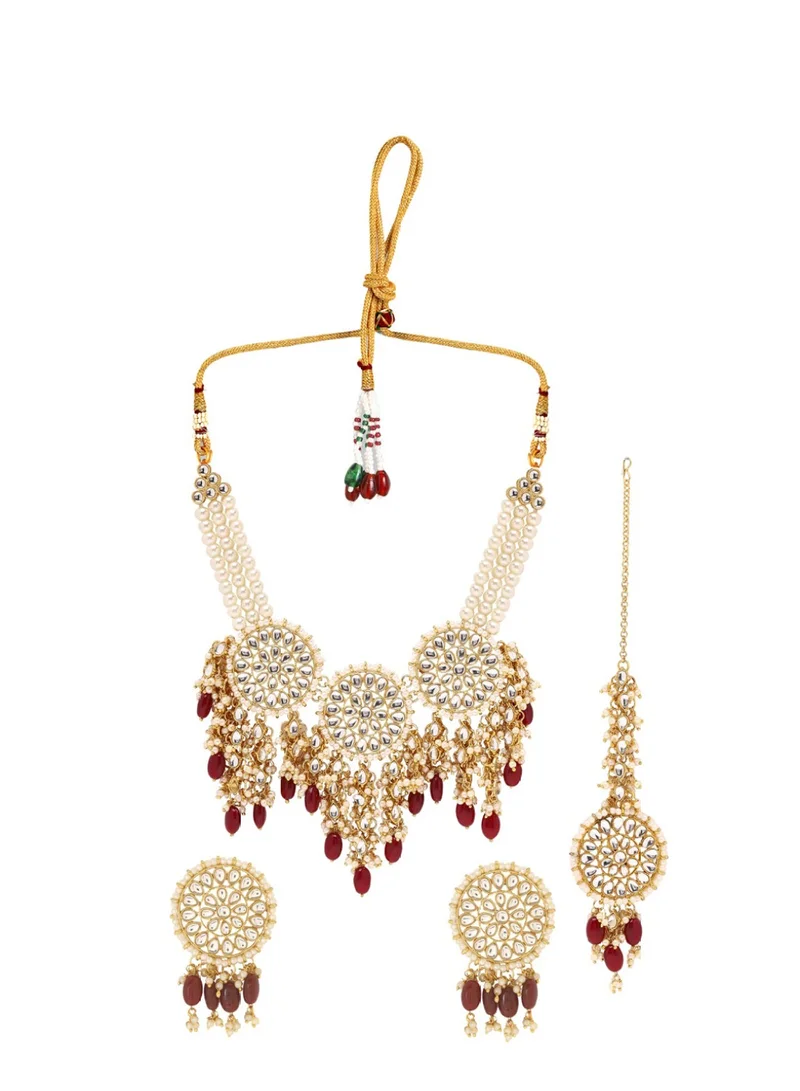 Priyaasi Kundan Stone Studded Beaded Contemporary Chandbalis