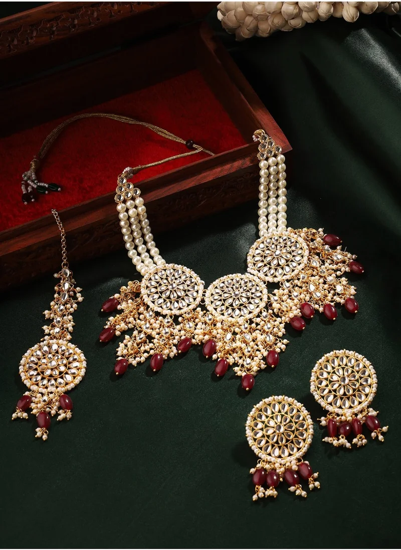 برياسي Stones-Studded  Beaded Jewellery Set